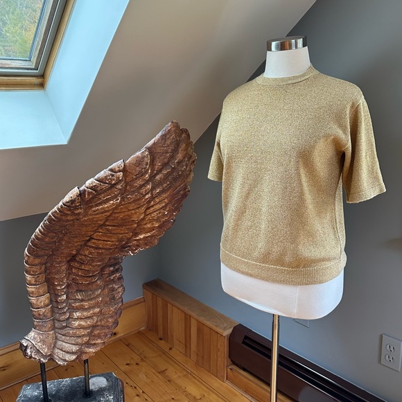 Gold Knit Crew Neck Sweater - Picture 7 of 7